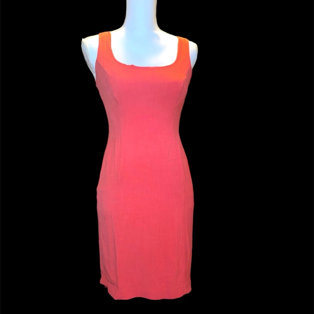 Adrianna Papell Women's Size 6 Coral Sheath Dress Sleeveless Fitted Knee Length